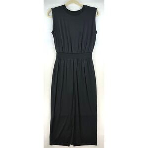 Athleta Santorini Cinch Midi Dress Black Sz XXS Sleeveless Minimalist NWT